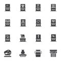 Museum ancient exhibits vector icons set