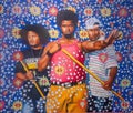 Museum of Art at University of Miami - Kehinde Wiley, Threesome defense . Colorful painting Royalty Free Stock Photo
