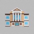 Museum building in flat style on transparent background Vector illustration. Classical architecture, cultural