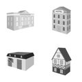 The museum building, a three-story hotel, a stable at the racecourse, a residential cottage. Architectural building set Royalty Free Stock Photo