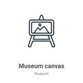Museum canvas outline vector icon. Thin line black museum canvas icon, flat vector simple element illustration from editable Royalty Free Stock Photo