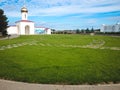 Museum of Cossack glory, church and green meadows Royalty Free Stock Photo