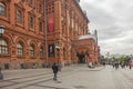 The facade of Museum of the Patriotic War of 1812 fronted by pedestrianised street in Moscow, Russia.