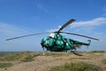 Museum exhibit of combat helicopters. Military Hill. Temryuk