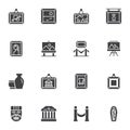 Museum exhibits vector icons set