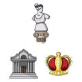 Museum and gallery cartoon icons in set collection for design. Storage and exhibition of showpiece vector symbol stock