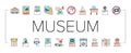 Museum Gallery Exhibit Collection Icons Set Vector .