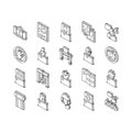 Museum Gallery Exhibit Collection isometric icons set vector