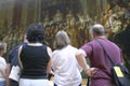 Museum goers viewing The Coronation of Napoleon by Jacques-Louis David, 1808 at the Louvre Museum, Paris, France Royalty Free Stock Photo