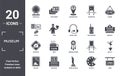 museum icon set. include creative elements as porcelain, closed, electronics, dreamcatcher, archivist, no photo filled icons can