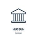 museum icon vector from building collection. Thin line museum outline icon vector illustration