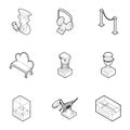 Museum icons set, outline style Royalty Free Stock Photo