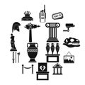 Museum icons set, simple style