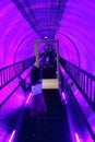 Museum of Illusion, Wien - aug 2019: A little girl walks along the warp hole Royalty Free Stock Photo