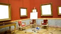 Museum interior with picture frames. empty gallerys in museum Royalty Free Stock Photo