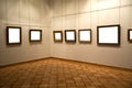 Museum interior with picture frames. empty gallerys in museum Royalty Free Stock Photo