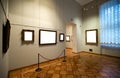 Museum interior with picture frames. empty gallerys in museum Royalty Free Stock Photo