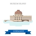 Museum Island Berlin Germany flat vector attraction landmark Royalty Free Stock Photo