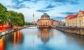 Museum island on Spree river and Alexanderplatz TV tower in cent Royalty Free Stock Photo