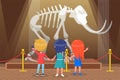 Historical Museum with Mammoth Skeleton Vector