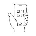 Museum line icon. Entertainment icon. Antique Column linear pictogram isolated on white pixel perfect illustration. Mobile app qr