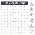 Museum line icons, signs, vector set, outline illustration concept