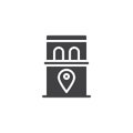 Museum location pin vector icon