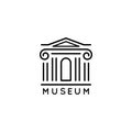 Museum logo Is in a trendy minimal linear style. Vector icon of a Bank building with columns. Simple emblem Royalty Free Stock Photo