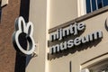 Museum of miffy logo sign in Utrecht. Nijntje museum logo at the old house of the creator Dick Bruna.