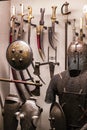 Museum of the Poldi Pezzoli Knights` Hall with samples of medieval weapons and ammunition