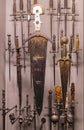 Museum of the Poldis Pezzoli Knights` Hall with samples of medieval weapons and ammunition