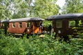 Museum rail cars passing.. Royalty Free Stock Photo