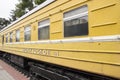 Museum for Railway Technology Novosibirsk. Old, Soviet railway locomotive, repair train. NOVOSIBIRSK, RUSSIA