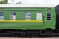 Museum for Railway Technology Novosibirsk. Old, Soviet railway passenger car. NOVOSIBIRSK, RUSSIA
