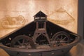 Museum of science,Milan, Italy - jan 2020: Covered battle tank from a painting of Leonardo Da Vinci Athlantic code