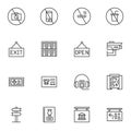 Museum security system line icons set Royalty Free Stock Photo