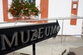 A museum sign post Royalty Free Stock Photo