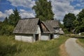 Museum of Slovak Village in Martin: Orava region - Cabinet log buildings for grain storage