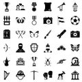 Museum study icons set, simple style