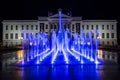 The museum of Szeged at night with fontain Royalty Free Stock Photo