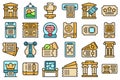 Museum ticket icons set vector flat Royalty Free Stock Photo