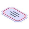 Museum ticket paper icon, isometric style