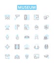 Museum vector line icons set. Museum, Exhibit, Artifact, Collection, Exhibiton, Artwork, Exhibition illustration outline Royalty Free Stock Photo