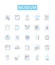 Museum vector line icons set. Museum, Exhibit, Artifact, Collection, Exhibiton, Artwork, Exhibition illustration outline Royalty Free Stock Photo