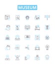 Museum vector line icons set. Museum, Exhibit, Artifact, Collection, Exhibiton, Artwork, Exhibition illustration outline Royalty Free Stock Photo