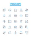 Museum vector line icons set. Museum, Exhibit, Artifact, Collection, Exhibiton, Artwork, Exhibition illustration outline Royalty Free Stock Photo