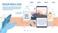 Museum Virtual Guide App Flat Vector Webpage Royalty Free Stock Photo