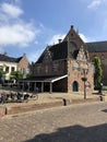 Museum Warkums Erfskip and the Grote of Sint-Gertrudiskerk in Workum Royalty Free Stock Photo