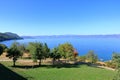 Museum on water in the Bay of Bones on the Ohrid Lake in North Macedonia Royalty Free Stock Photo