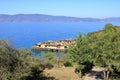 Museum on water in the Bay of Bones on the Ohrid Lake in North Macedonia Royalty Free Stock Photo